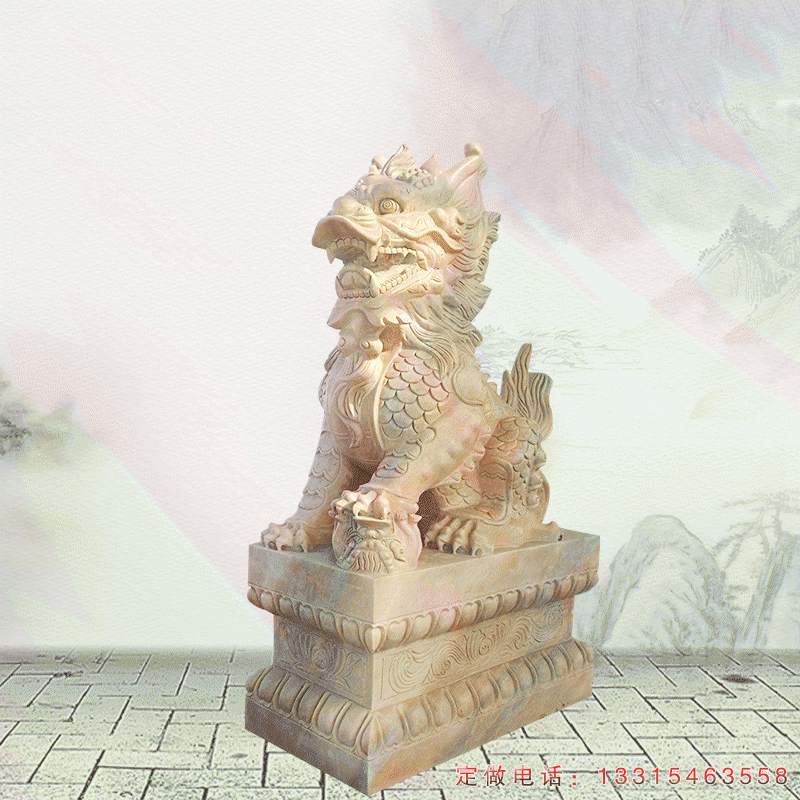 晚霞红城市麒麟动物雕塑（1）